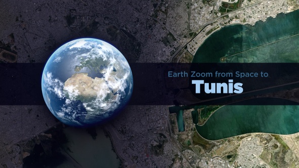 Tunis (Tunisia) Earth Zoom to the City from Space