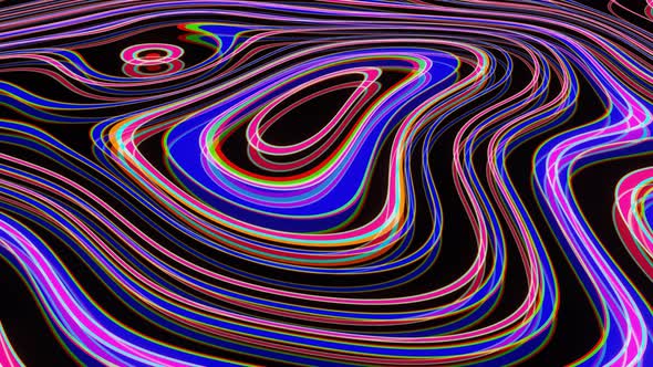 Looped Animation of Divergent Neon Waves alt