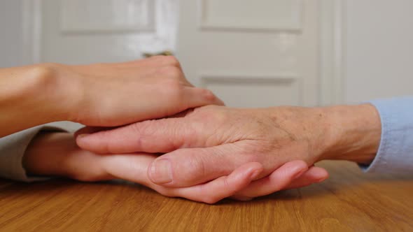 Young Adult Woman Daughter Granddaughter Holding Elderly Father Giving Love Care to Senior People alt