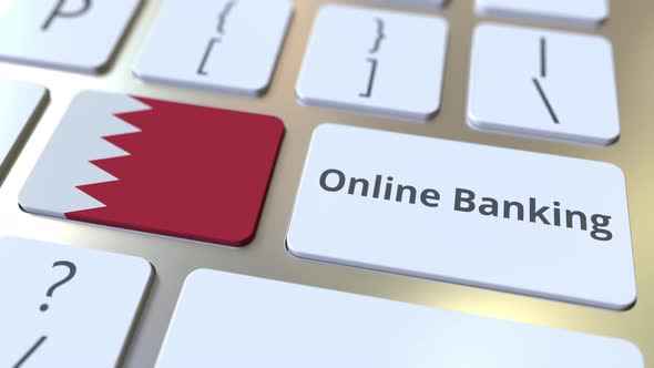 Online Banking Text and Flag of Bahrain on the Keyboard alt