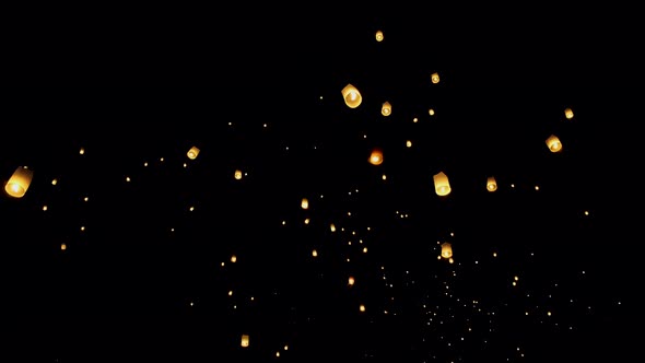 Chiang Mai Thailand White Lantern in the Sky for the Loi Krathong or Yee Peng Festival alt