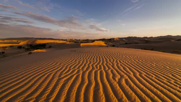 Sunset Over the Sand Dunes in the Desert