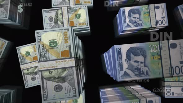 US Dollar and Serbia Dinar money exchange loop alt