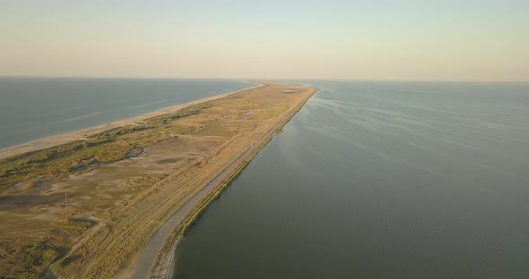 Aerial View of Tuzly Estuary National Nature Park Near By Black Sea Coast Ukraine
