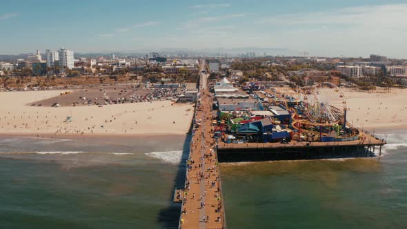 Aerial View of the Santa Monica Pier in Santa Monica LA California alt