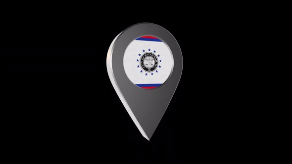 3d Animation Map Navigation Pointer With Flag Of Savannah (Georgia)with Alpha Channel - 2K alt