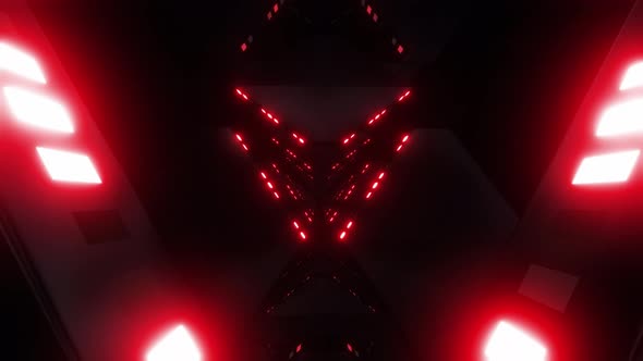 4k Red Abstract Light Tunnel
