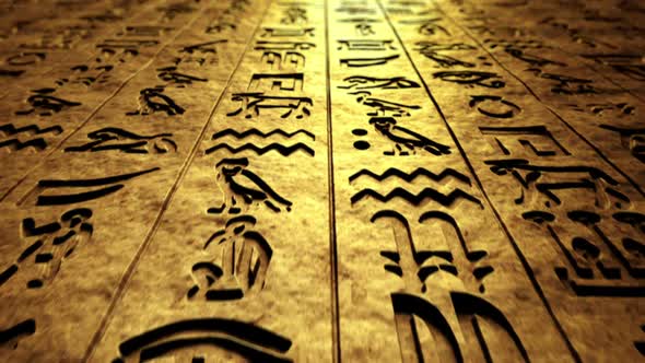 Endless animation focused on the ancient hieroglyphs. Closeup. Loopable. HD alt