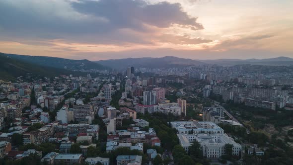 Aerial hyperlapse of beautiful cityscape of Tbilisi, Georgia 2021 alt