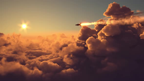 Missile Fly Above the Clouds 4k