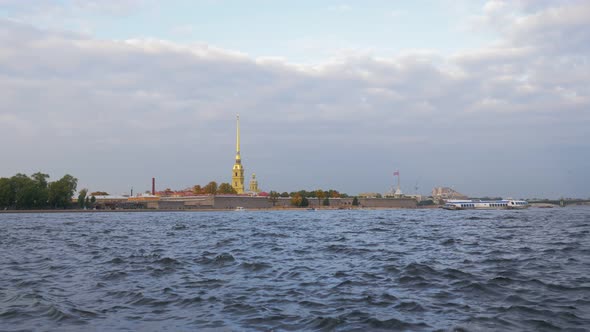 Peter and Paul Fortress,rippling Water of River in Foreground, Calm Cityscape