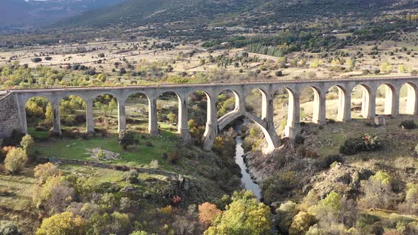 Aerial Train Track On Bridge
