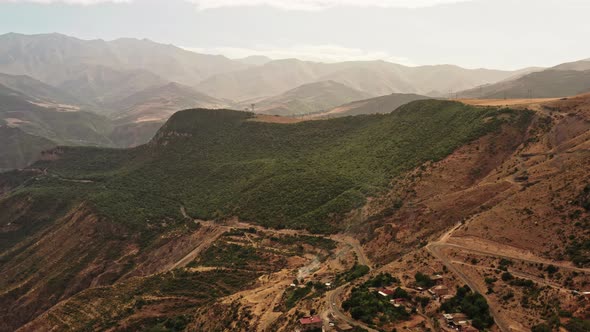 Aerial Drone Zoom in of Vast Mountains of Armenia alt
