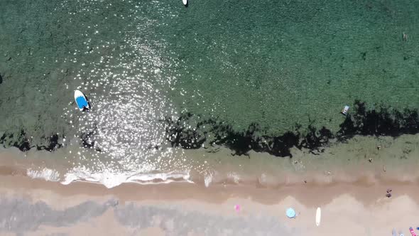 Aerial footage of the beautiful small town known as St George South, Greek city of Corfu Greece alt