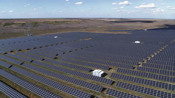 Solar Panels in the Lines on the Field