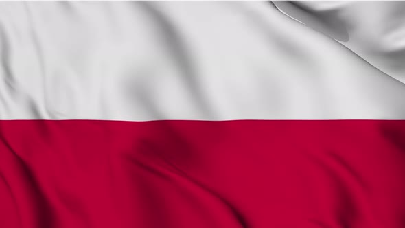 Waving flag of Poland loop animation.