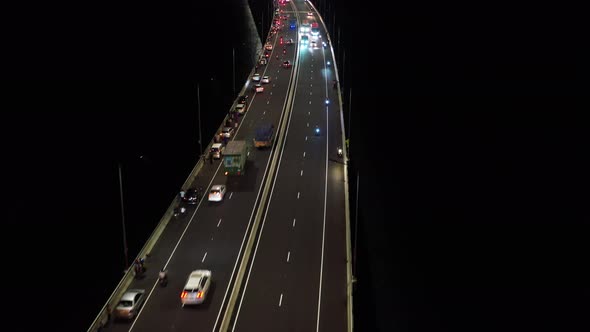 Aerial view of Padma bridge, over the Padma river by day, Dhaka, Bangladesh. alt