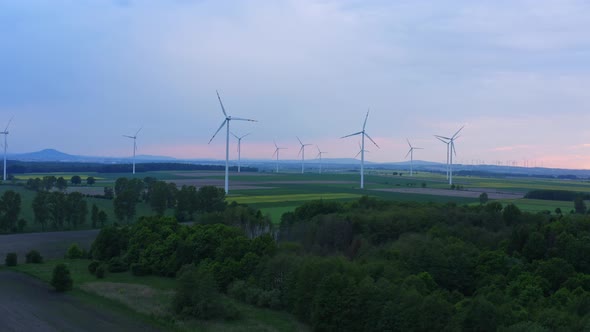 Wind Turbines On A Field