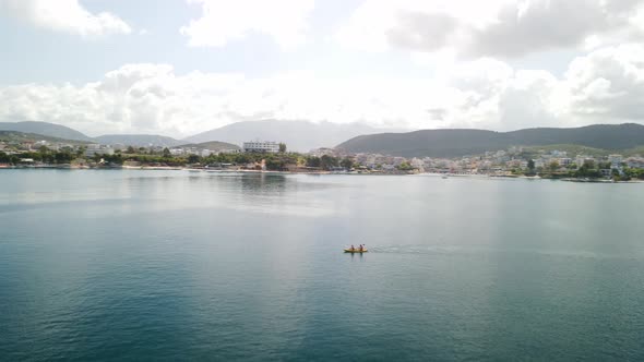 People kayaking near the twin islands of Albania, ( ksamil islands). alt