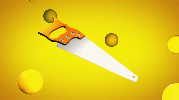 Sharp Hand Saw Woodwork Equipment Spinning In Bright Creative Media Background alt