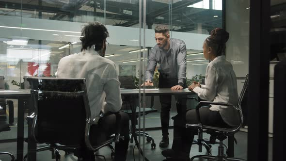 Serious Arabian Indian Male Boss Leader Executive with Contract Paper Document Mistake Talking to alt