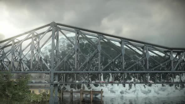 Tsunami Destroying A Bridge