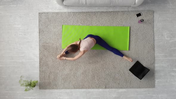 Woman Training At Home. Top View