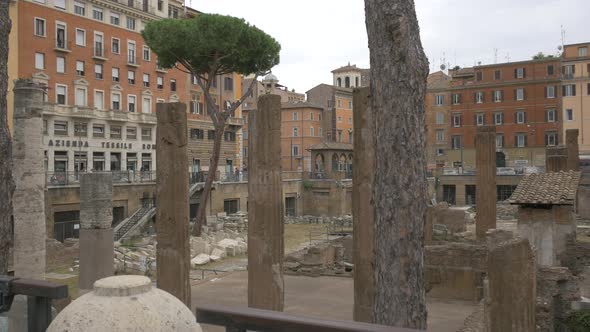 Ruined columns in Largo di Torre Argentina, Rome