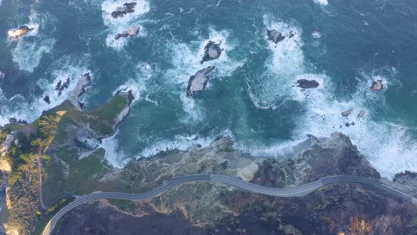 Drone View of the Ocean Waves Splashing. alt
