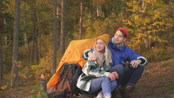 Lovely Caucasian Couple is Enjoying Time on Mountains