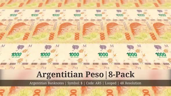 Argentitian Peso | Argentina Currency - 8 Pack | 4K Resolution | Looped alt