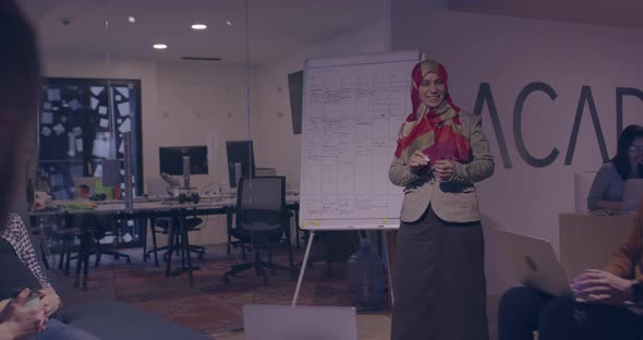 Businesswoman in Wheelchair Having Business Meeting with Team at Modern Office alt