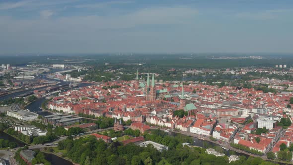 Aerial Panoramic View of Medieval City Centre alt