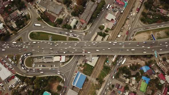 Drones Eye View - Abstract Road Traffic Jam Top View, Transportation Concept  alt