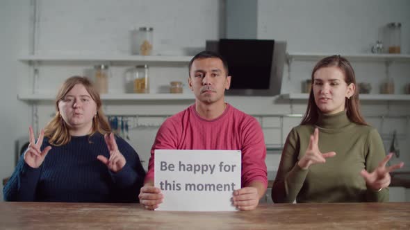 Deaf People Showing Words on Sign Language Indoors alt