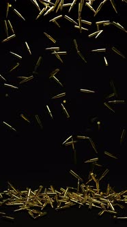 Realistic 3D Rendered Grendel Bullets Falling On Floor Into A Pile