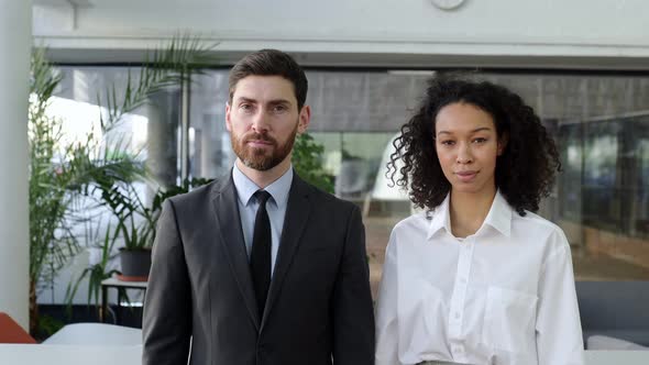 Two Successful Business People Caucasian Man Ceo of Company African American Female Top Manager in alt