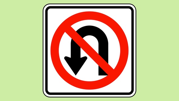 No U Turn Road Sign Animation With Restricted Symbol