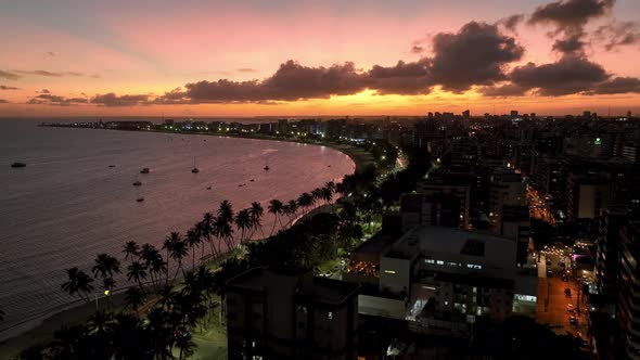 Sunset at Maceio Alagoas Brazil. Landmark beach at Northeast Brazil. alt
