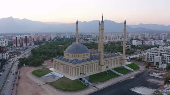 Panoramic View of Antalya Town Landscape with Mosque Minaret View alt