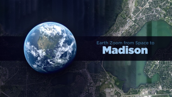 Madison (Wisconsin, USA) Earth Zoom to the City from Space