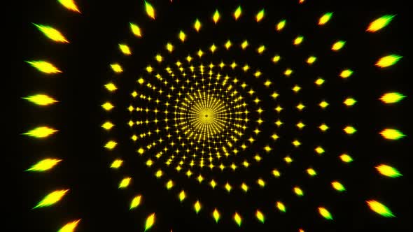 VJ Loop Tunnel of Lines of Flying Yellow Stars with Wave Beat