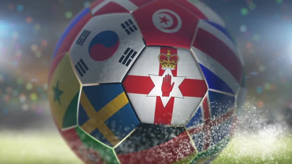 North Ireland Flag on a Soccer Ball - Football in Stadium alt