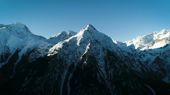 Aerial View Of High Altitude Mountain Peak Summit