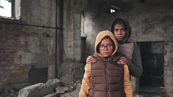 Two Girls at Demolished House alt