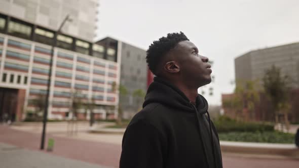 Cool Black African American Man in a Downtown City Center alt