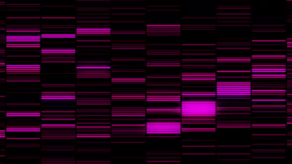 Horizontal short laser beams moving chaotically on a black background alt