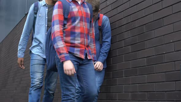 Mean Students Punching Nerd Boy in Backyard, School Bullying, Intimidation alt