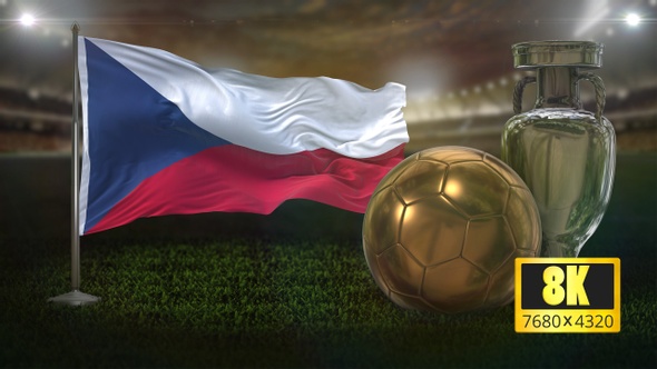 8K Czech Republic Flag with Football And Cup Background Loop alt