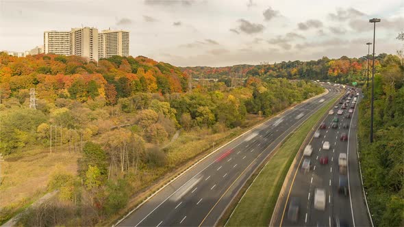 Toronto, Canada, Timelapse  - The DVP at fall alt